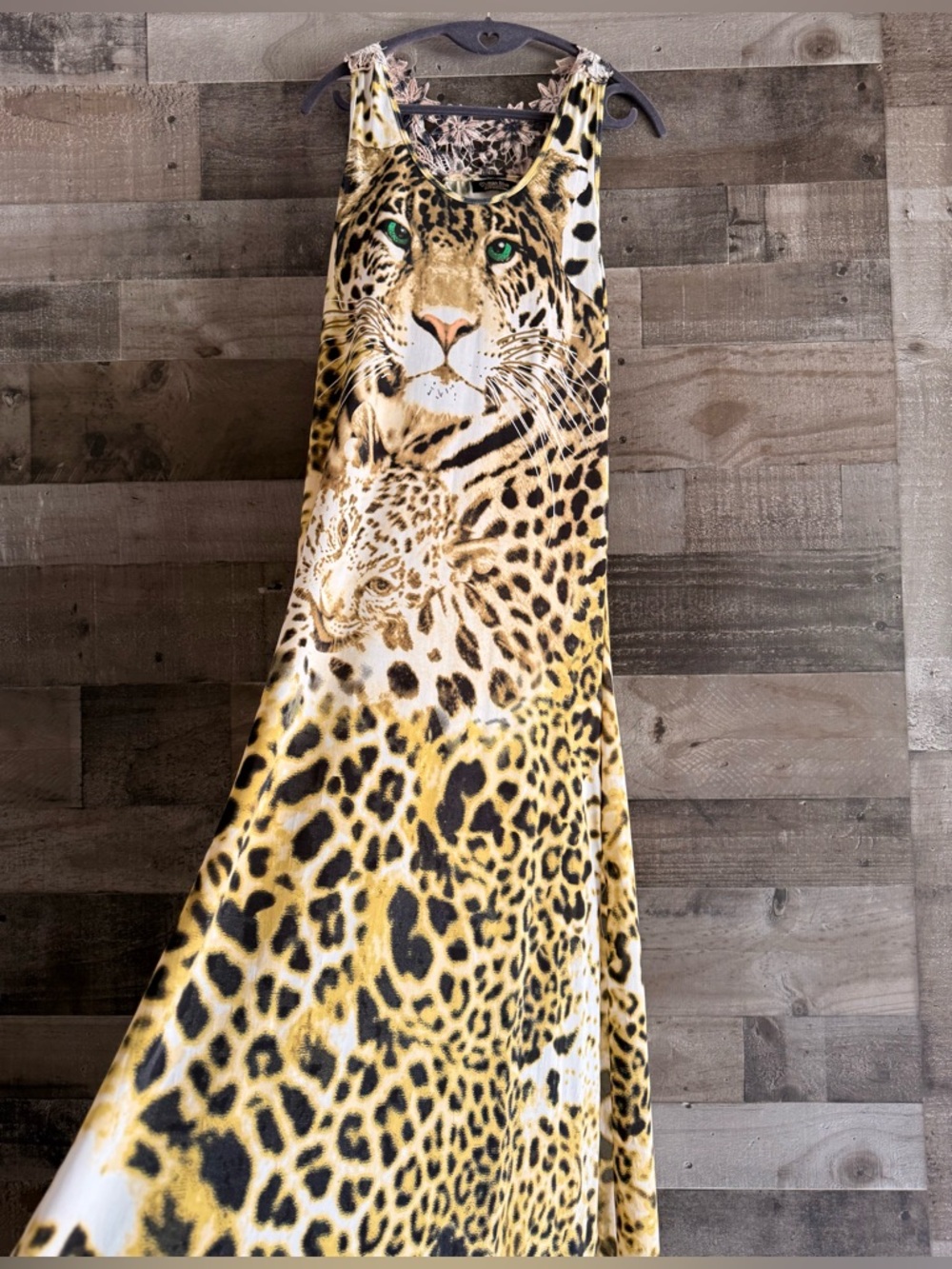 Sleeveless Leopard Print Maxi Dress in Yellow